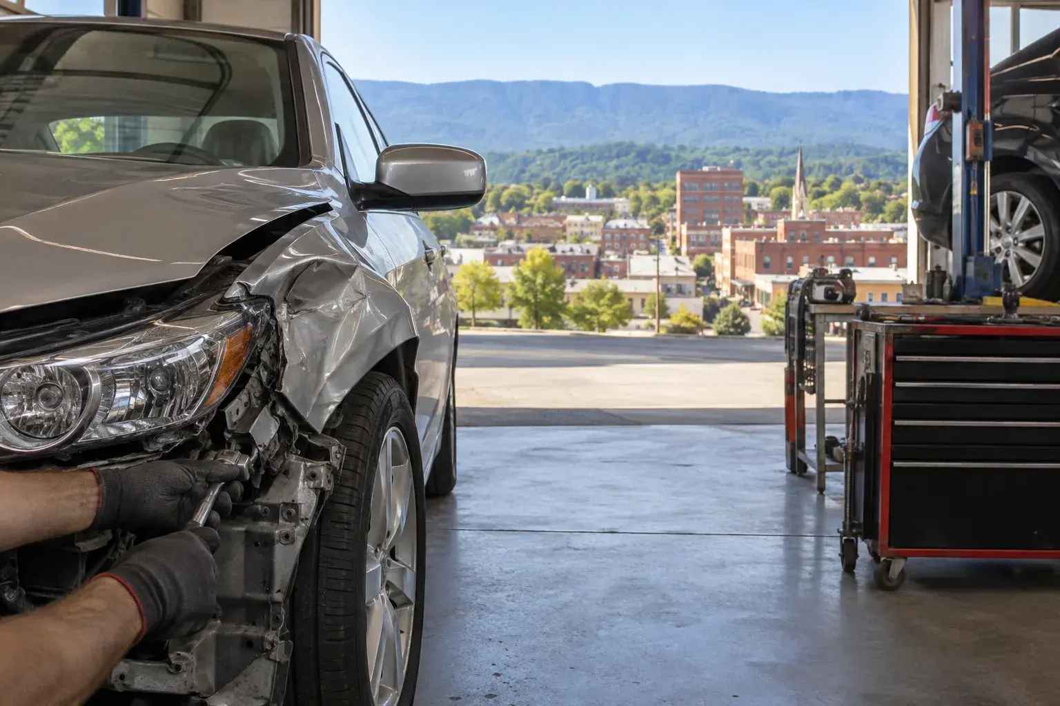 Auto Collision Repair being performed at Car-Aid Collision Center in Dalton, GA